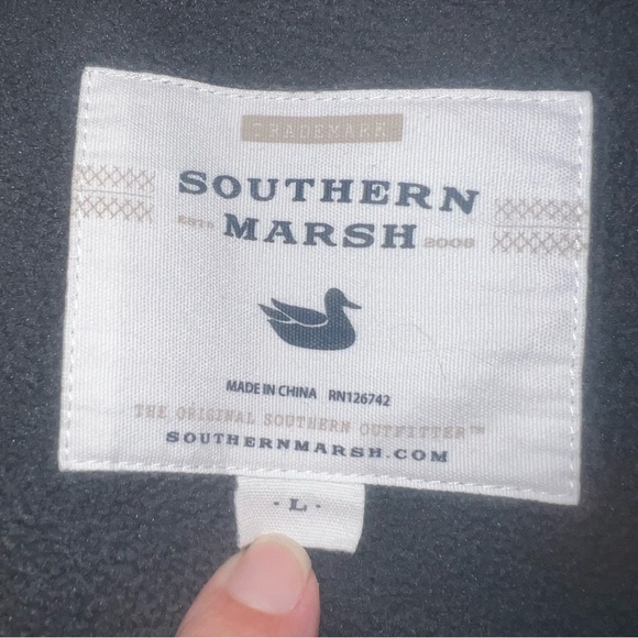 Southern Marsh Sweatshirt Mens Medium Gray Polyester Mock Neck 1/4 Zip Pullover - Picture 7 of 9